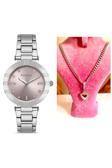 Ferrucci Süper Model Çelik Kadın Kol Saati+Çelik Kolye Hediyeli