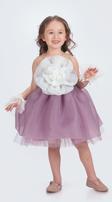 Karolin Robası Çiçekli Bilekli Aksesuarlı Kız Çocuk Abiye Elbise M00724 LİLA