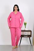 Celira Kadın Büyük Beden Pamuklu Cepli Düğmeli Pembe Pijama Takım