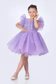 3 Boyutlu Gül Detaylı Kız Çocuk Elbise 