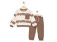 CEPLİ DESENLİ İKİ İPLİK ALT ÜST TAKIM - BBW25654-Kahverengi-4 Yaş Kahverengi