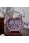 Menuzer Kristal Elma Tasarımlı Alarm Saati, Sevimli, Karakterli, Şeffaf Kristal Saat(Pembe)
