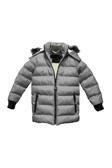 Sivaist Gri Çıkarılabilir Kapişonlu Kürklü Su Geçirmez Erkek Çocuk Mont&Kaban