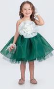 Karolin Robası Çiçekli Bilekli Aksesuarlı Kız Çocuk Abiye Elbise M00724 YEŞİL
