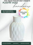 Kendinden Desenli Dar Ağızlı Plastik Vazo - Çok Amaçlı Kalemlik Fırçalık Vazo 12,5 x 8,5 Cm