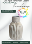 Kendinden Desenli Dar Ağızlı Plastik Vazo - Çok Amaçlı Kalemlik Fırçalık Vazo 12,5 x 8,5 Cm
