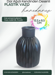 Kendinden Desenli Dar Ağızlı Plastik Vazo - Çok Amaçlı Kalemlik Fırçalık Vazo 12,5 x 8,5 Cm