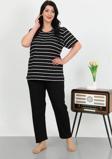 Giyim Kadın Büyük Beden Kısa Kol Penye Pijama Takımı Siyah