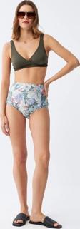 Giyim Kadın Haki Pedli Üst ve Yüksek Bel Çiçek Desenli Bikini Takımı