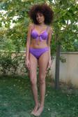Giyim Kadın Destekli Fiyonklu Alt Üst Mor Bikini Takım
