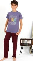 Giyim Erkek Çocuk Kısa Kol Penye Pijama Takım Mor