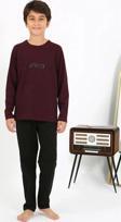 Giyim Erkek Çocuk Uzun Kol Penye Pijama Takım Bordo