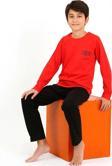 Giyim Erkek Çocuk Uzun Kol Penye Pijama Takım Kırmızı