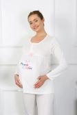 Giyim Kadın Uzun Kol Hamile Lohusa Pijama Takımı Ekru