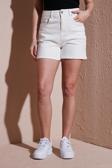 Fashion Friends Streç Pamuklu Mom Fit Yüksek Bel Mini Kot Bayan Short 25Y0188K1 BEYAZ