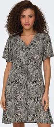 Only Onlevida Desenli Regular Fit Mini Boy V Yaka Bayan Elbise 15237382 Taş-Siyah