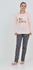 Toontoy Kız Çocuk Big Dream Baskılı Pijama Takım