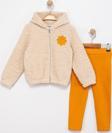 KAPÜŞONLU PELUŞ RÜZGAR GÜLÜ ÜÇ İPLİK TAYTLI ALT ÜST TAKIM - MDL2169-Hardal-4 Yaş Hardal