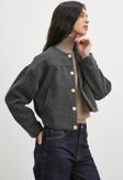 Beli Lastikli Düğmeli Bomber Ceket Antirasit