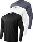 Ghassy Co. 3'lü Paket Erkek %100 Pamuklu Likralı Spor Koşu Günlük Antrenman Uzun Kollu Penye T-shirt