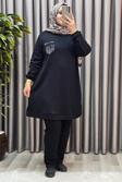 Kadın Tesettür Giyim Büyük Beden Cebi Taş İşlmeli İkili Takım 