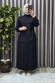 Kadın Tesettür Giyim Büyük Beden Krep Etekli Takım 