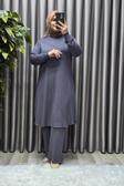Kadın Tesettür Büyük Beden Giyim Nervürlü İkili Takım 