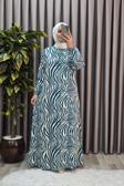 Kadın Tesettür Giyim Büyük Beden Zebra Desen Elbise 