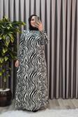 Kadın Tesettür Giyim Büyük Beden Zebra Desen Elbise 