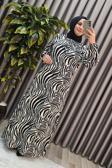 Kadın Tesettür Giyim Büyük Beden Zebra Desen Elbise 