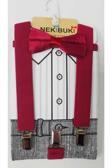 Nekibuki Bordo Kırmızı Çocuk Askı Papyon Takımı 2-9 Yaş Bordo Tek Ebat