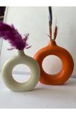 Heykelcan Halka Bohem Vazo Seti 2'Li Dekoratif Donut Obje