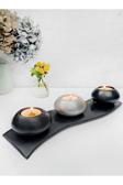 Blanj 4 Parça Siyah Tabaklı Gümüş & Siyah - Gümüş Beton Mumluk