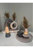 Blanj Hobincan Tasarım Dekoratif 2’Li Halka Vazo 2’Li Mumluk, Tepsili Set