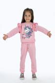 Kız Çocuk Atlı 2iplik Kumaş Eşofman Takımı MNK0427 PEMBE