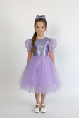 Balon Kol Pul Payet Kız Çocuk Tütü Elbise M00751 LİLA