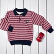 YAKALI ÇİZGİLİ İKİ İPLİK ÖRME SWEATSHIRT  - YKT001-Bordo-6 Yaş Bordo