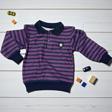 YAKALI ÇİZGİLİ İKİ İPLİK ÖRME SWEATSHIRT  - YKT001-Fuşya-3 Yaş Fuşya