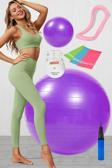 Jet 9 Lu Pilates Seti Plates Takımı Pilates Topu Yoga Ring Yüzük 3 Lü Direnç Bandı Lastiği Mor