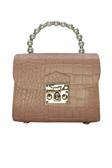 Vos Versa Kadın Gold Zincir Askılı El ve Omuz Çanta Krokodil Desenli 