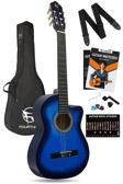 Fourtune Luca CW-200BL Mavi Kesik Kasa Klasik Gitar Seti 4/4 Sap Ayarlı (Cutaway)