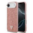 Guess İphone 17 Air Uyumlu Kılıf Lisanslı M-Safeli Metal Kamera Çerçeveli Üçgen Logolu Glitter Pembe