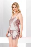 Büyük Beden Vizon Saten Babydoll Şort Takımı