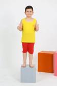 Erkek Çocuk Sıfır Kol Şortlu Sarı Penye Pijama Takımı