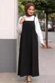 Kadın Siyah Basic Ayarlanabilir Askılı Jile Elbise