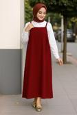 Kadın Bordo Basic Ayarlanabilir Askılı Jile Elbise