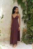 Onella Askılı Bordo Uzun Elbise