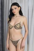 Kadın Destekli Leopar Desenli Sütyen Takım Kahve