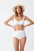 Kadın Basic Beyaz Pedli Yüksek Bel Bikini Takımı