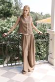 Shonas Bağcık Detay Kahve Yelek Pantolon Takım